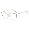 Montura de gafas nueva y moderna de dos colores, gafas lisas para mujer, Amazon, metal, anti-luz azul, montura de gafas ojo de gato, se puede equipar con gafas para miopía