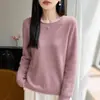 Suéter feminino transfronteiriço, novo estilo para o outono de 2026, blusa de tricô com gola redonda, caimento solto, plus size, fina e leve, adequada para usar em camadas.