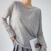 Q K-Style Ins Versátil Camiseta Blanca de Manga Larga para Mujer Suelta Transparente Fina Seda de Hielo Pulóver Blusa Top Protección Solar