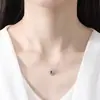 Colar Pingente Pag&Mag S925 Prata Esterlina Europeu e Americano com Pedra Preciosa Vermelha Rosa Incrustada para Mulheres, Corrente de Clavícula de Luxo Leve com Diamantes Completos Vintage