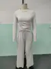 Ropa de Otoño 2026 para Mujer para Comercio Electrónico Transfronterizo, Amazon Europeo y Americano TK Conjunto Casual Americano de Color Sólido con Manga Larga y Pantalón Largo