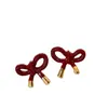 Aretes de Lazo Rojo Retro Mujer 2024 Nuevas Explosiones Aretes Diarios Diseño Nicho Aretes Contraste de Color