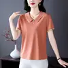 Camiseta Feminina de Manga Curta para o Verão 2026 Nova Moda Casual Gola Lapela Versátil Top Rejuvenescedor Emagrecedor Fina Pequena Camisa