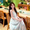 Vestido camisola de chifre floral, vestido de decote V justo estilo férias, vestido de verão