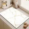 Tapete Drenante Simple de Mármol al por Mayor Tapete Absorbente de Agua Antideslizante de Tierra de Diatomeas para Encimera Tapete para Mesa de Comedor Tapete para Fregadero de Cocina
