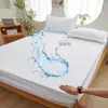 Sábana bajera impermeable de una sola capa de color sólido ajustada, sábana bajera de algodón lavable anti-manchas de una sola pieza, fabricante de sábana bajera ajustada de cobertura total amigable con la piel
