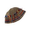 Estilo coreano contraste cor pequena fresco artesanal crocheted malha chapéu pescador primavera e verão meninas doce design chapéu da bacia