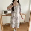 Camisola de Seda de Algodão para Mulheres, Novo Vestido de Verão Estilo Chinês, Vestido de Seda de Algodão Que Pode Ser Usado Fora, Roupa de Casa de Alto Padrão Extra Longa para Primavera e Outono