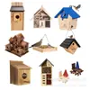 Casa de Pájaros de Madera Personalizada Caja de Cría sin Astillas de Madera de Pino Colgable Nido de Pájaro Casa de Madera para Incubación de Loros Nido de Pájaro Jardinería