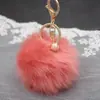 Colgante de Bolsa Bolita de Piel de Perla Llavero de Bola de Piel Llavero de Piel de Conejo Sintético Colgante de Coche Decoración de Bola de Piel Llavero de Piel para Mujer