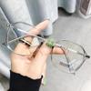 Armazón de Gafas para Miopía con Filtro de Luz Azul Tendencia Coreana Estilo Transfronterizo Gafas Planas Poligonales que Hacen que el Rostro se Vea Más Pequeño, Look Sin Maquillaje, Producto Terminado para Estudiantes