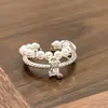 Anillo de Doble Capa de Perlas Lindo y Adorable para Mujer, Diseño de Nicho para Otoño e Invierno, Anillo Abierto Elegante y Sencillo