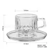 Juego de Taza de Café con Platillo Estilo Americano Cuadros Vintage para Cafeterías Caseras, Té de la Tarde, Té de Flores, Juego de Tazas con Asa de Vidrio con Platillos