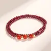 Pulsera de granate real rojo vino natural para mujer, cristal de fresa, cuentas de transferencia, joyería para mujer, multicírculo, multicapa, pulsera de cristal al por mayor