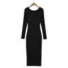 Skims2024 gola U grande cardigã estilo Dai Shan puro vestido justo para realçar as curvas manga longa vestido saia longa feminina