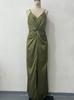 Vestido de noche ajustado con escote en V, plisado y cintura alta, para mujer, estilo europeo y americano, Amazon Cross-border, verano 2024