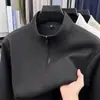 Capa base para hombre, con media cremallera, cuello alto, manga larga, color liso, forro polar, top cálido para otoño e invierno, disponible en varios colores, directamente del fabricante