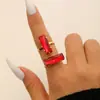 Anillo de Banda Cruzada Vintage Europeo y Americano con Juego de Circonitas de Vidrio de Colores Anillo Abierto Ajustable Anillo para Dedo Índice para Mujeres