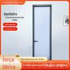 Porta de Batente para Banheiro Extremamente Estreita com uma Moldura Simples, Porta para Cozinha e Quarto, Porta Interna de Vidro e Liga de Alumínio, à Prova de Som