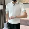 Polo de verano para hombre, estilo británico, informal, de negocios, tejido de punto, ajustado, transpirable, de manga corta.
