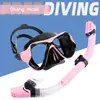 Equipo de Gafas de Buceo para Adultos Nuevo Traje Snorkel Dos Tesoros Impermeable Tubo de Snorkel Completamente Seco Natación Máscara para Miopía