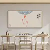 Pintura Decorativa para Caja de Medidor Eléctrico, Nuevo Estilo Chino, Pez Koi de la Suerte, Perforada, para Ocultar Caja Eléctrica, Pintura Colgante de Paz y Felicidad