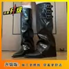 Fivela de Cinto Botas Brancas Acima do Joelho Femininas 2026 Nova Chegada Bico Fino Aumento de Altura Botas para Calça Salto Anabela Botas de Equitação