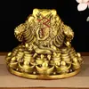 Enfeite de Sapo Dourado de Cobre, Sapo de Três Pernas, Cigarra Dourada, Decoração para Loja e Escritório, Artesanato para Bar de Sala de Estar, Presente de Inauguração