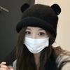 Nuevo gorro de monstruo pequeño para otoño e invierno, bonito gorro de punto con dibujos animados, orejas de oso, cálido gorro con protección para los oídos, gorro Lei Feng para niños que combina con todo.