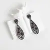 Pendientes Amazon transfronterizos, extragrandes, electrochapados, elegantes, de estilo largo, con un toque de alta gama, adornados con borlas y pedrería negra
