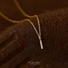 Collar con Colgante Minimalista de Diamante de Una Sola Fila para Mujer, Plata de Ley S925, Lujo Ligero, Versátil, Moderno, Cadena para Clavícula de Microincrustación de Nicho