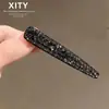 Presilha de Cabelo Elegante Versátil Cinza-Prata com Strass de Alta Qualidade Presilha Reta para Nuca Acessórios Exquisitos de Bico de Pato