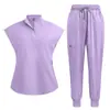 Traje de Uniforme de Trabajo para Salón de Belleza, Dentista, Enfermera, Uniforme de Batwing de Cuello Alto de 16 Colores para Profesionales Médicos