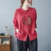 Foto real de camisa bordada de estilo étnico vintage para mujer, nueva camisa holgada de manga larga para primavera/otoño 2026