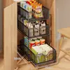Solución de almacenamiento multicapa para gabinetes principales, estante para snacks, perfecto para dormitorios estudiantiles, canasta extraíble para gabinete profundo, caja de almacenamiento debajo del gabinete