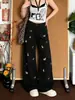 Ropa de mujer talla grande estilo coreano perezoso bordado de cachorro lindo jeans para mujer novedad de principios de otoño pantalones de pierna ancha de nicho