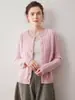 Suéter de cachemira para mujer, cárdigan de cachemira de cabra pura, suéter de punto para mujer de otoño e invierno, cárdigan de cuello redondo, prenda de abrigo para mujer, top de punto trenzado