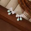 Brincos de Zircônia para Mulheres, Nicho da Moda, Versátil Estilo Coreano Brincos Super Fada, Brincos com Pingente de Laço Retrô, Atacado de Brincos