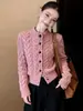 Elegante cárdigan corto de punto grueso para mujer, nuevo estilo otoño e invierno, simple, de alta gama, versátil, adecuado para figuras petite.