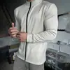 Chaqueta Térmica Deportiva para Hombre con Cuello Alto de Ciclismo, Entrenamiento Casual al Aire Libre, Manga Larga con Cremallera, Top de Fitness Deportivo Casual