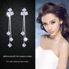 S925 brincos de orelha de prata esterlina elegantes brincos longos de diamante estilo coreano joias de prata esterlina da moda all-match