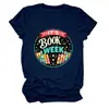 Amazon eBay sitio independiente moda versátil mujer "es la semana del libro" cuello redondo manga corta camiseta