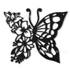 Decoración de Pared de Hierro Hueco de Mariposa Floral Manualidad de Metal Adorno para Colgar en la Pared del Hogar Artesanía