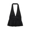 Atacado de Roupas Femininas Europeias e Americanas Transfronteiriças Aliexpress 2025 Outono Novo Za Regata Elegante Decorativa em Camadas com Gola Halter