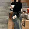 Transfronterizo una generación de otoño e invierno de terciopelo lijado acolchado cálido por dentro manga de cuerno manga larga camiseta chaqueta interior para mujer