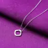 Colar de Prata Minimalista Coreano Pingente Quadrado Vazado Joias Geométricas Corrente Curta para Clavícula Feminina Direto do Fabricante