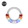 Anillo de nariz de aleación de titanio F136 1.2 mm arcoíris incrustado anillo de azúcar de roca moda anillo de labio pendientes clavo de hueso de oreja joyería para piercing