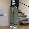 Calças de trabalho masculinas, modelagem solta, perna reta, estilo wide leg, adequadas para primavera e outono, modernas e versáteis para esportes e uso casual, perfeitas para estudantes
