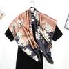 Lenço de Verão Novo de Seda Imitada Cuidadosamente Selecionado 90*90cm Lenço Quadrado Grande Xale Estampado de Cavalo Feminino Lenço de Gaze Baotou