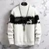 Atacado do Fabricante Suéter Masculino Outono e Inverno Lã Fleece Espessado Quente Camisa Base Tendência Solta Base Tricô Suéter